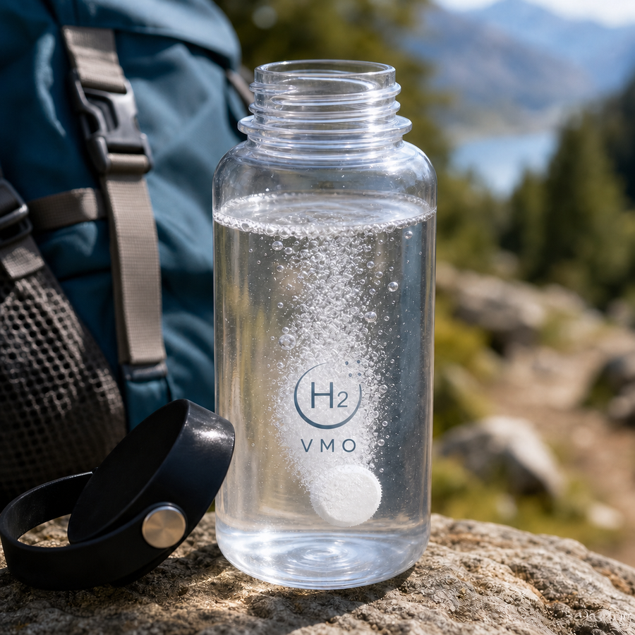 H2 Ritual tablet fizzing in an outdoor water bottle